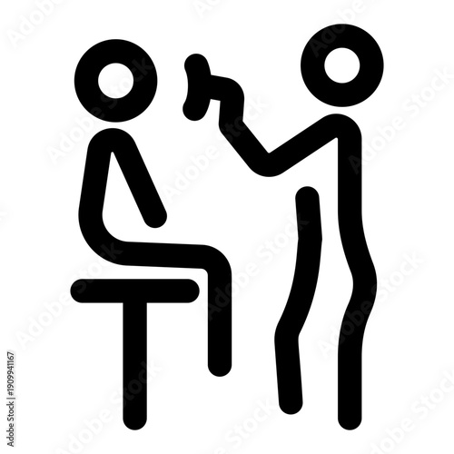 A linear style icon depicting dermatologist consultation