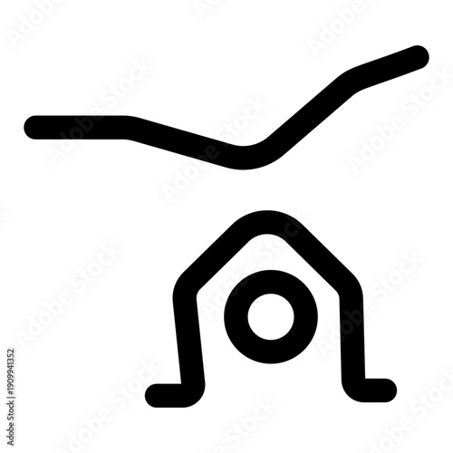 An outline style icon depicting handstand balance posture