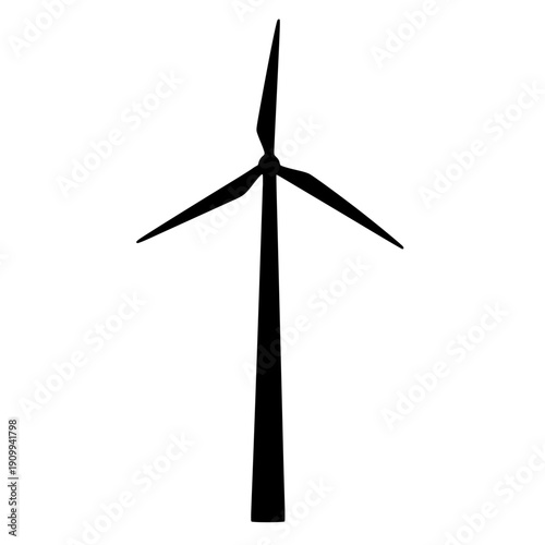 Wind turbine silhouette icon in black minimal style