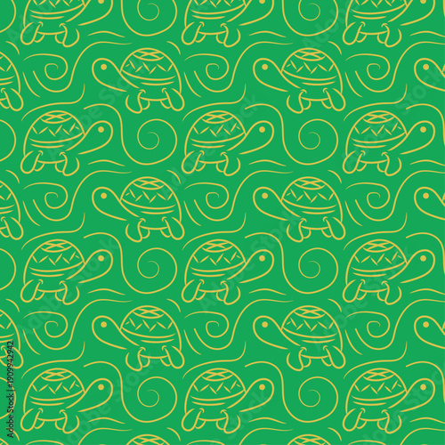Turtle vector repeat pattern in vector format with seamless printing for fabric, textiles and backgrounds 