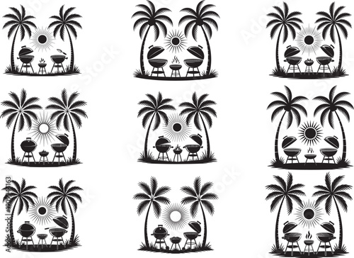 Beach BBQ Sunset Palm