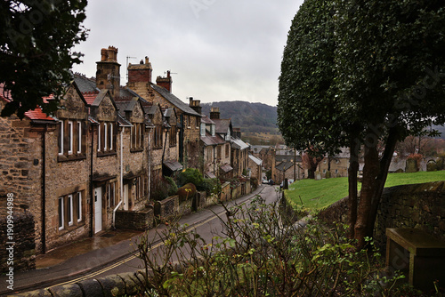 View down North Church Street, Bakewell; historic architecture and traditional stone buildings in Peak District market town, Derbyshire, England