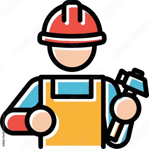 Construction Worker Holding Tools Icon