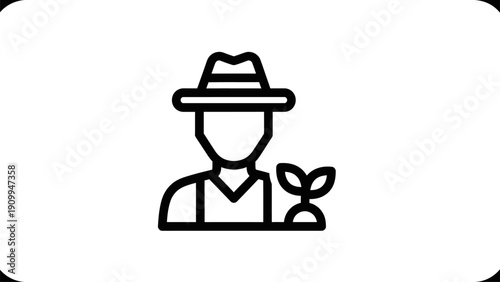 Farmer With Hat And Plant Icon