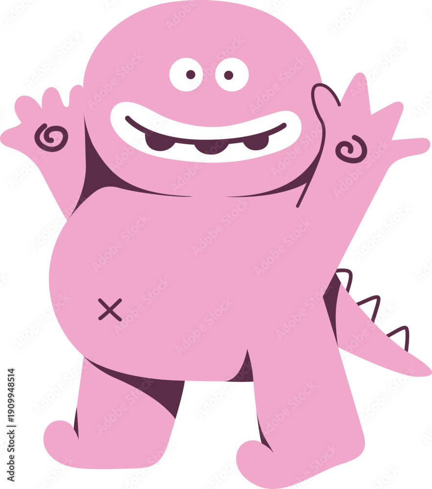 Fototapeta premium Smily Pink Monster Character Vector