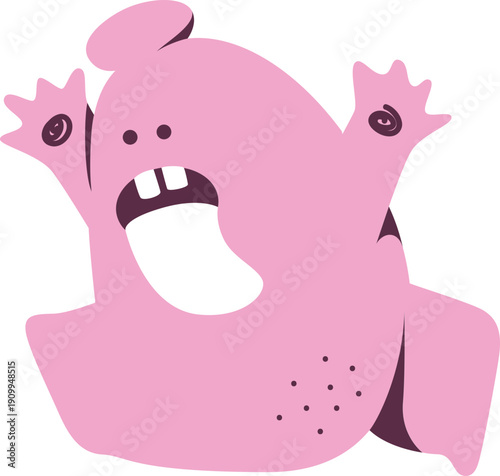 Cute Pink Monster Cartoon Vector