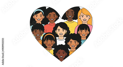 Diverse Women Unity Heart Illustration for International Women’s Day