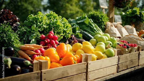 Fresh organic produce at a local farmers market stall