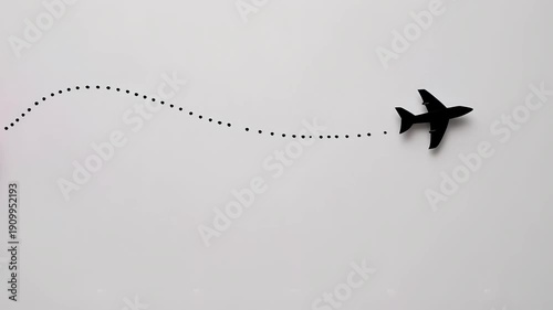 Paper airplane in minimalist style with soft lighting on white background for travel