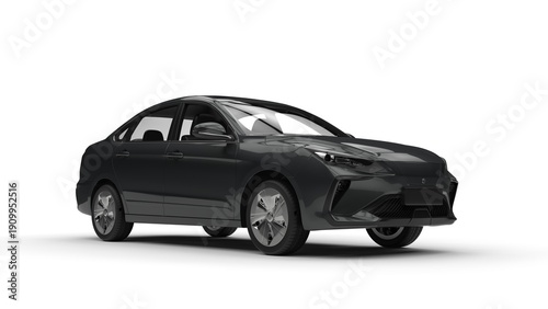 Modern elegant electric car in dark slate gray color