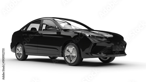 Modern elegant electric car in shiny black color - studio shot