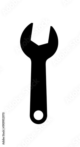Black silhouette of adjustable wrench tool.