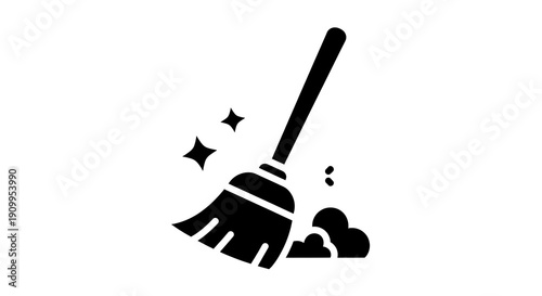Cleaning brush with sparkling dust.