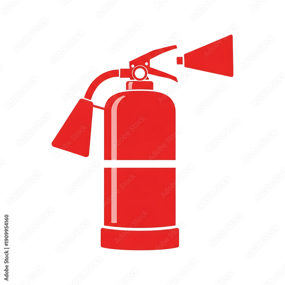 Obraz premium Red fire extinguisher with nozzle and hose detail isolated on a transparent background safety equipment