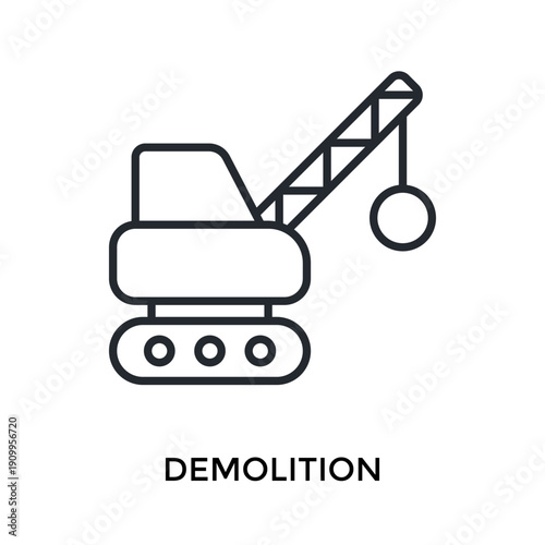 Demolition Icon Outline Style. Vector Illustration For Graphic Design