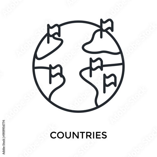 Countries Icon Outline Style. Vector Illustration For Graphic Design