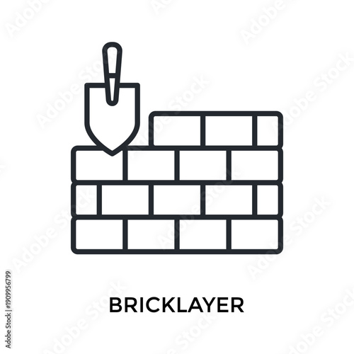 Bricklayer Icon Outline Style. Vector Illustration For Graphic Design