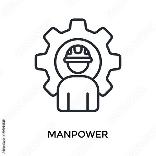 Manpower Icon Outline Style. Vector Illustration For Graphic Design