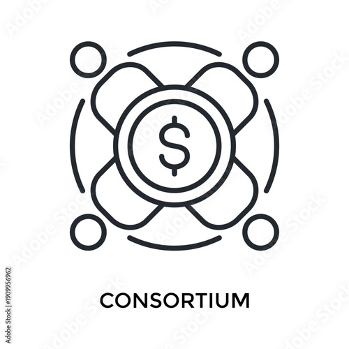 Consortium Icon Outline Style. Vector Illustration For Graphic Design