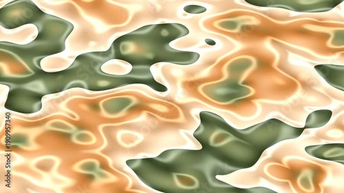 Camouflage Pattern Loop Organic Flowing Shapes Beige Green Orange