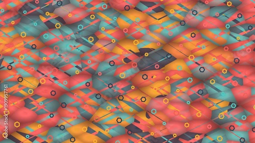 Colorful Abstract Background Loop with Geometric Shapes and Stripes