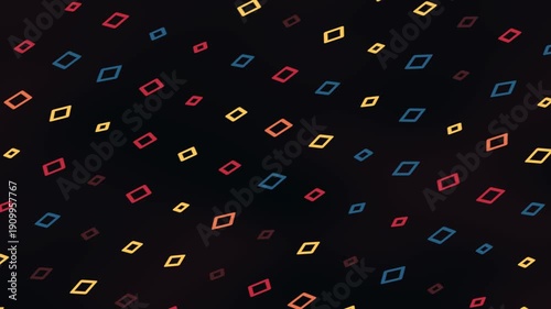 Colorful Pixelated Diamonds Motion Graphic Loop Dark Background