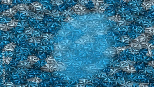 Blue Metallic Star Pattern Motion Background With Soft Light Center