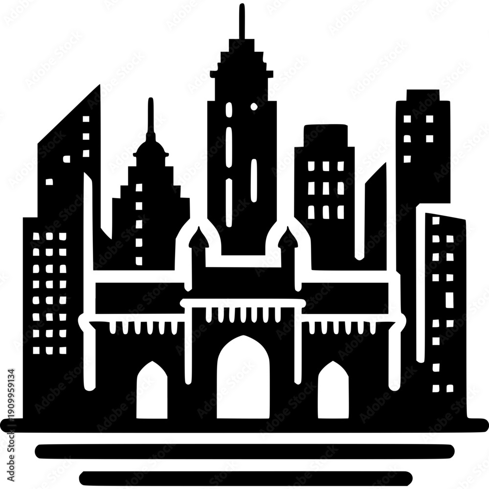 Obraz premium Mumbai Skyline Icon Vector