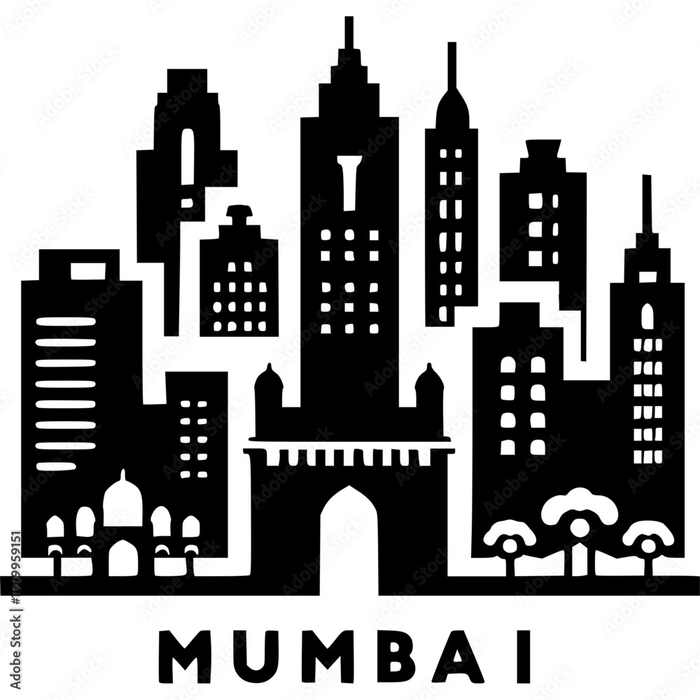 Obraz premium Mumbai Skyline Icon Vector