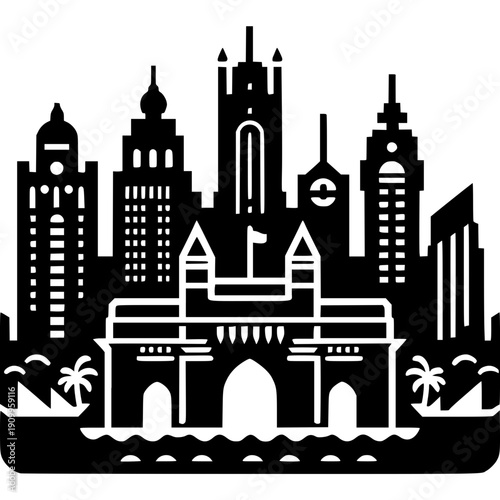 Mumbai Skyline Icon Vector