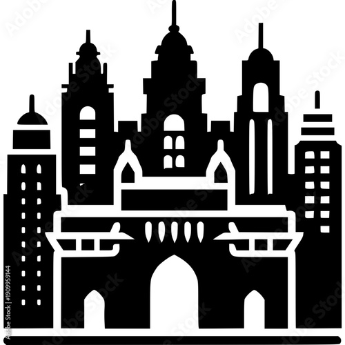 Mumbai Skyline Icon Vector