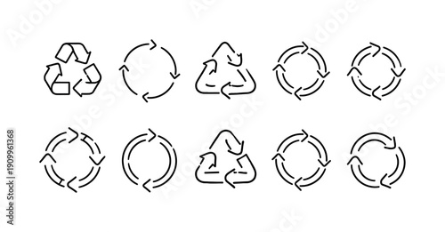 Recycling, sustainability line icon set. Eco-friendly, recycle icons outline collection