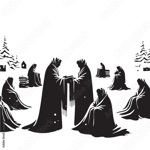 Black Blanket donation winter Silhouette Vector, High Quality Illustration on White Background