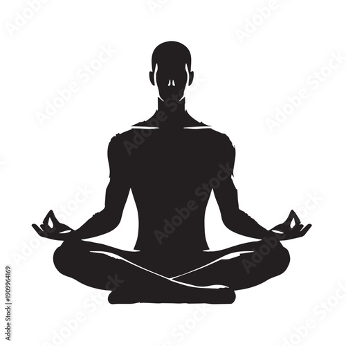 Black Calm mind pose Silhouette Vector, High Quality Illustration on White Background