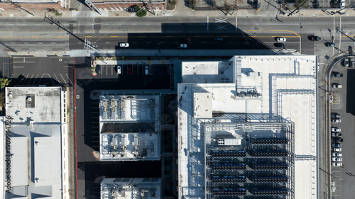 Afternoon sun shines on a data center facility in Vernon, California, USA.