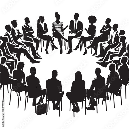 Black Community meeting Silhouette Vector, High Quality Illustration on White Background