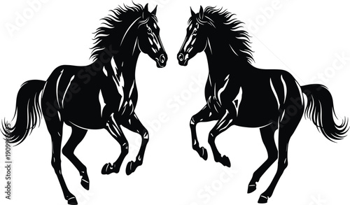 Black and white rock band silhouettes set, musicians with guitar bass and drums performing on stage, live music concert flat vector illustration icons