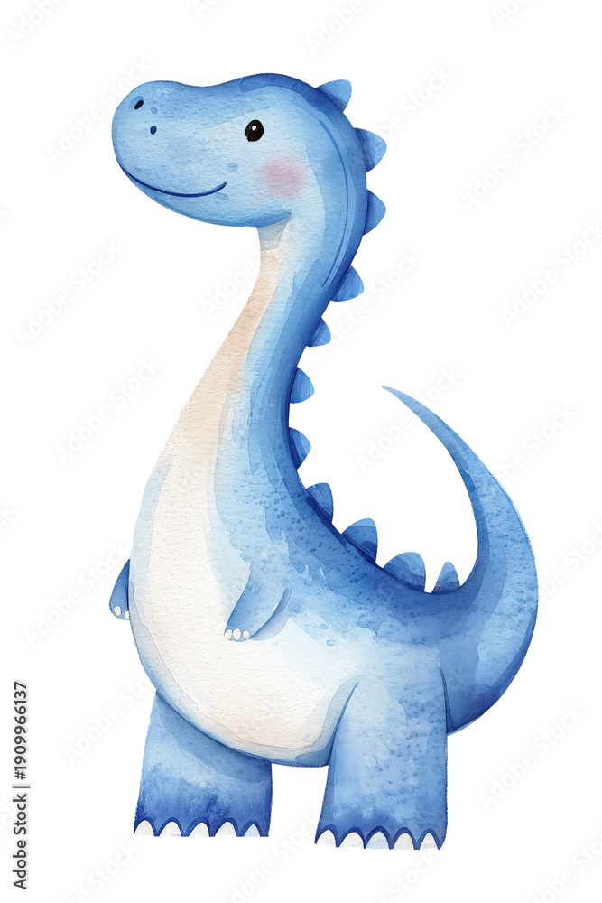 Naklejka premium Cute blue dinosaur with soft hues for children
