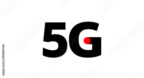 Bold Black 5G Symbol With Red Dot Accent.