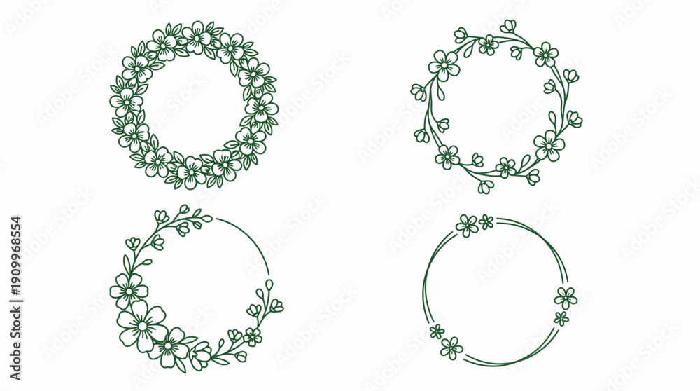 Obraz premium Green floral circle jewelry designs. Spring Vector Packs. EPS Editable