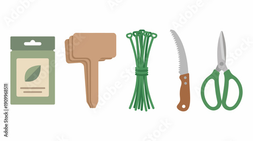 Gardening tools and supplies on white. Spring Vector Packs. EPS Editable