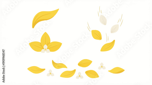 Golden leaves falling from tree branches. Spring Vector Packs. EPS Editable