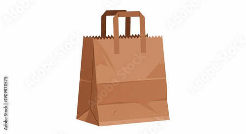 Simple Brown Paper Bag on White Background - Eco-Friendly Packaging
