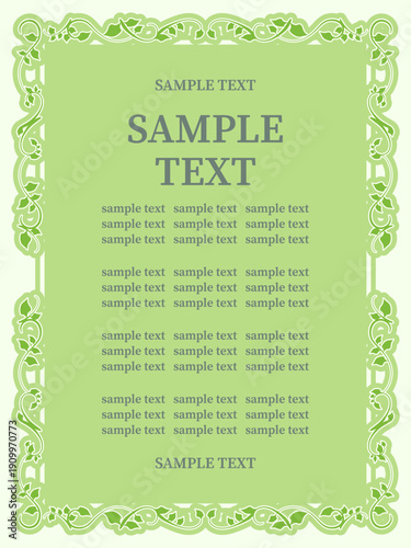 植物風のアンティークフレーム、装飾用テンプレート