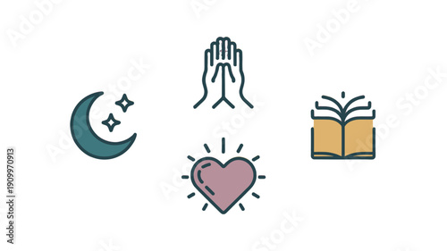 Illustration of symbols representing faith and spirituality.