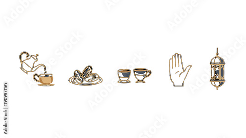 A collection of iconic illustrations to represent a holy ritual.