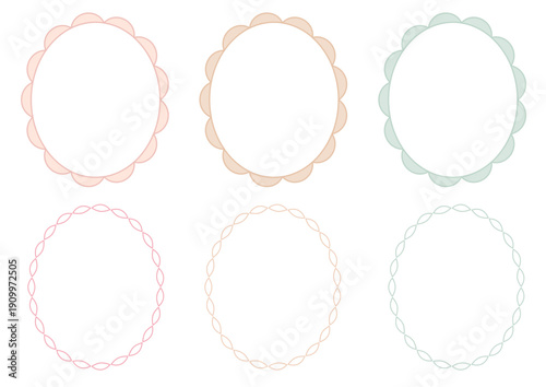 春向けパステルカラーの楕円フレームセット（装飾枠・バッジ素材）