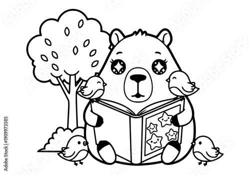 Kawaii Capy Story Time COLORING BOOK FOR KIDS