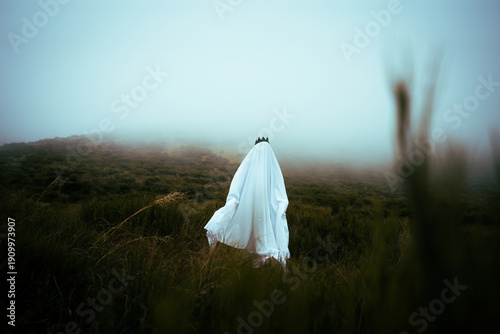 Tablou pe pânză Beware the ghost of the misty mountain - modern paranormal photo ghostly apparit