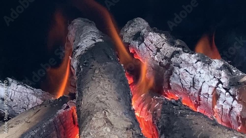 Burning fire from the firewood